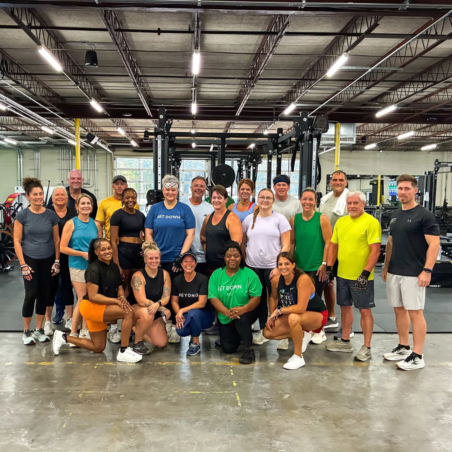 A big group of Downtown Gym members together on the gym floor